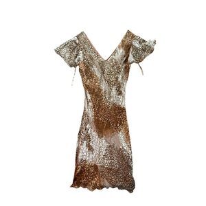 Vintage Georgiou Studio Beaded Silk Burnout Dress Size 6